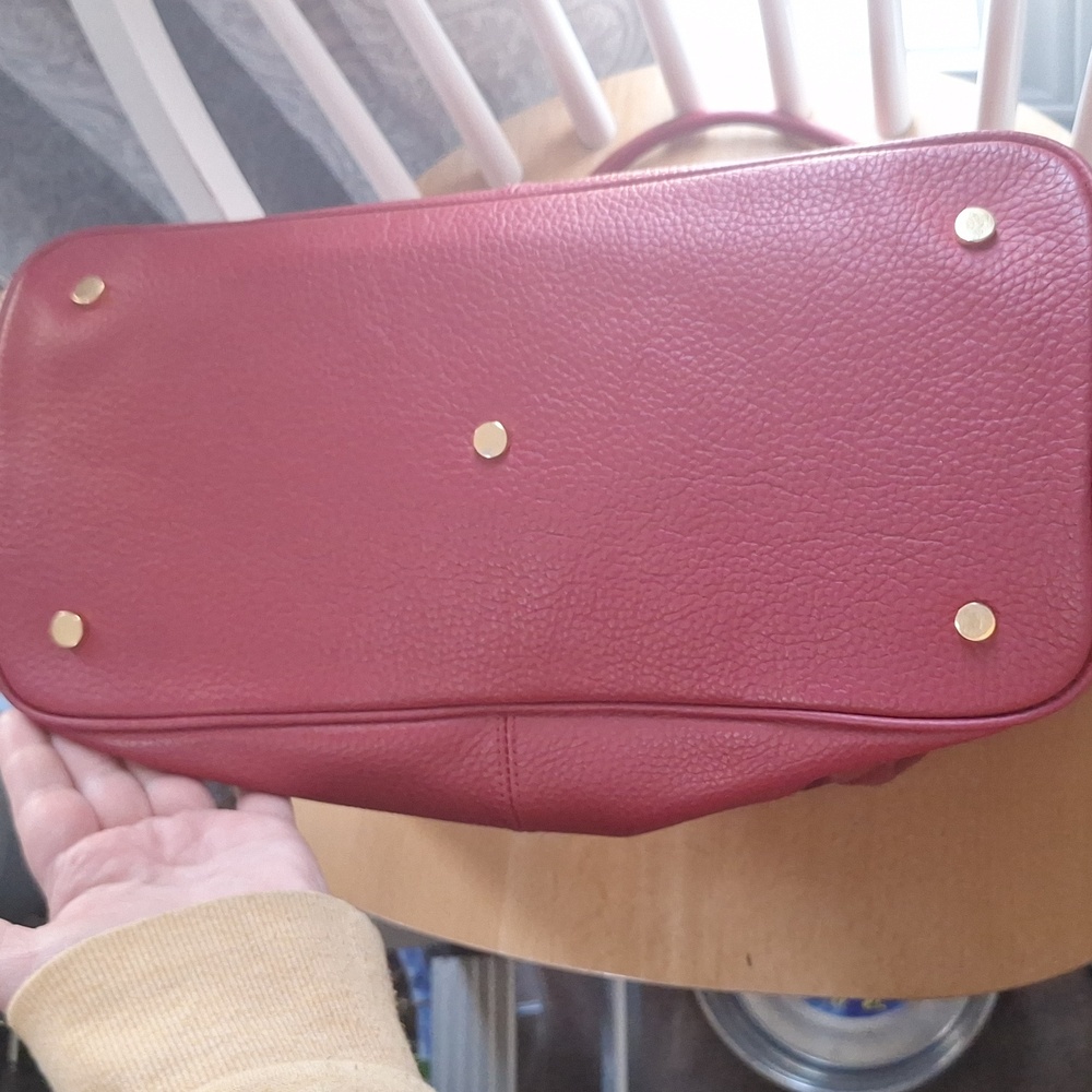 Barr Barr New York Red Pebbled Leather Hobo Foldover Bag EUC - Picture 14 of 17
